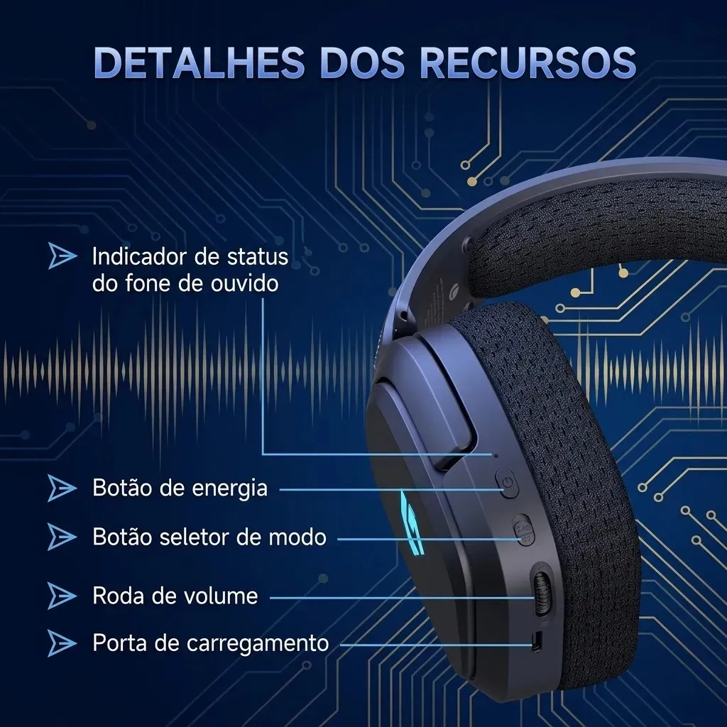Miniatura de Fone De Ouvido Headset Gamer Sem Fio Olafvi Captain 700 Pro Over-ear Microfone Cancelamento Ruído Pc Videogame